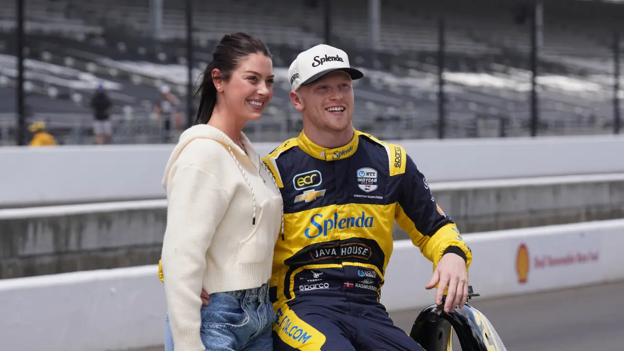 Christian Rasmussen and his partner Maria Cofer at the 2025 Indianapolis 500