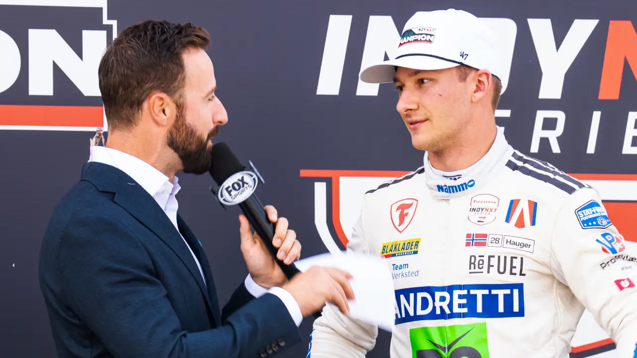 Dennis Hauger winning the 2025 INDY NXT Championship