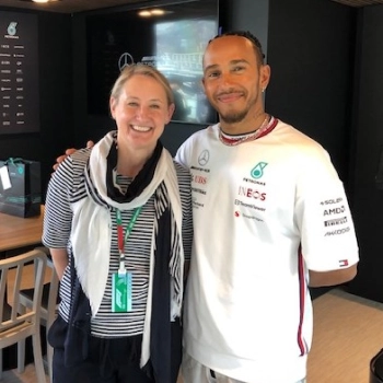 Nicole Bearne and Lewis Hamilton