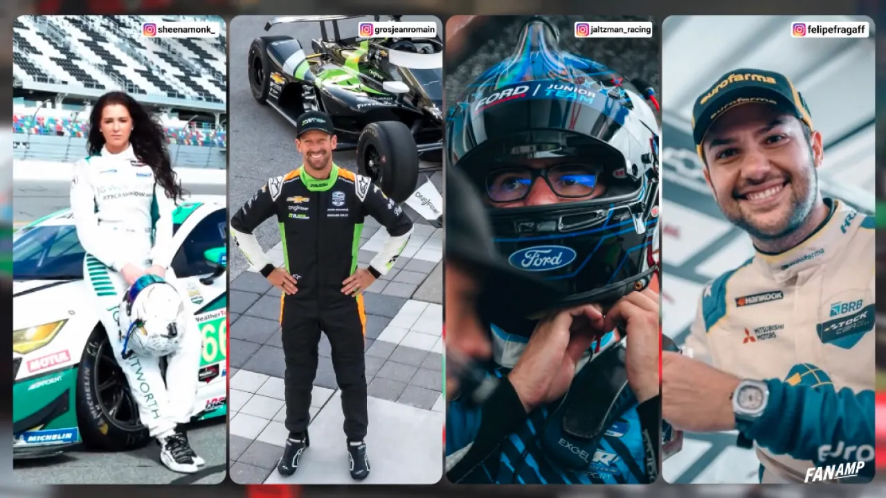  Myers Riley's four Rolex 24 drivers: Sheena Monk, Romain Grosjean, Jenson Altzman, Felipe Fraga