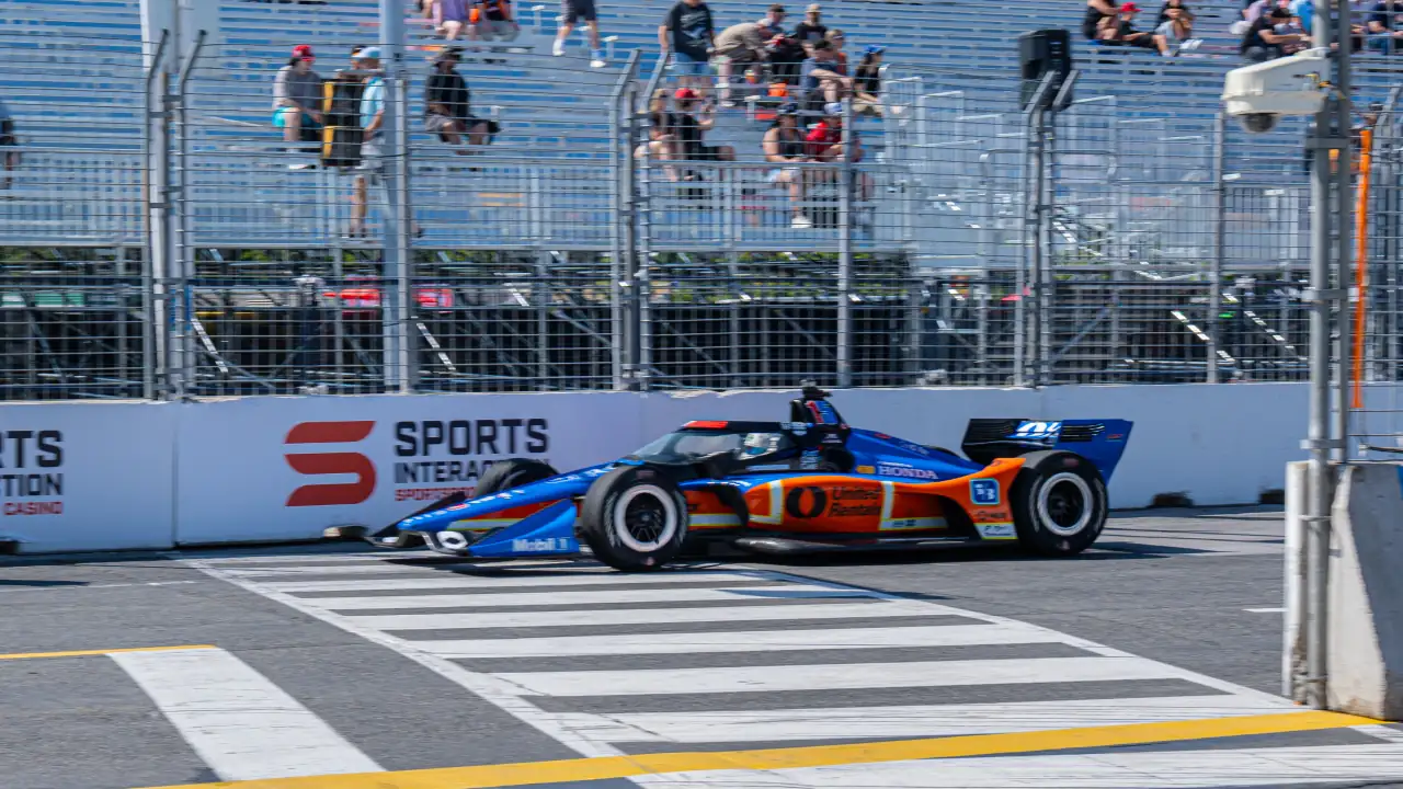 Graham Rahal racing at the Honda Indy Toronto with Rahal Letterman Lanigan Racing