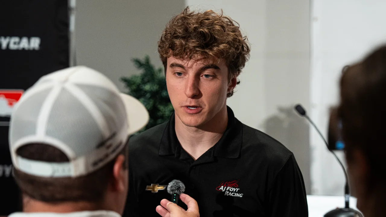 David Malukas in an IndyCar press conference in 2025