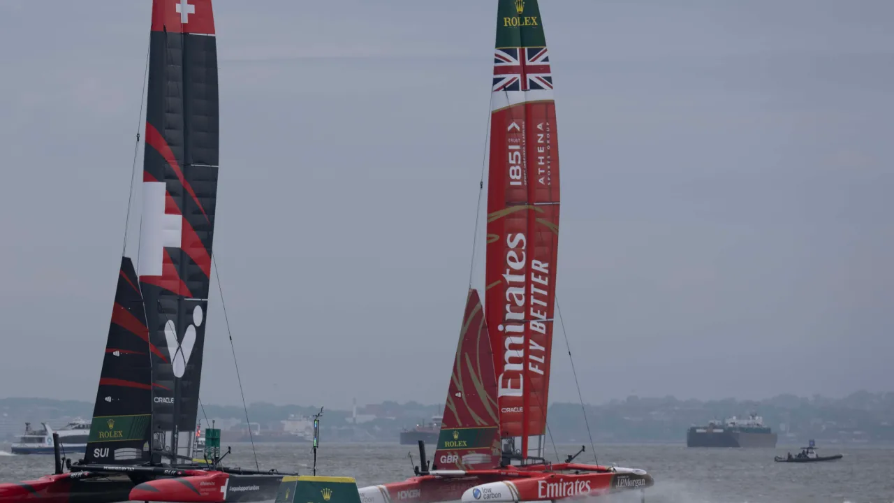 Great Britain SailGP Team competing at the 2025 NYC SailGP event