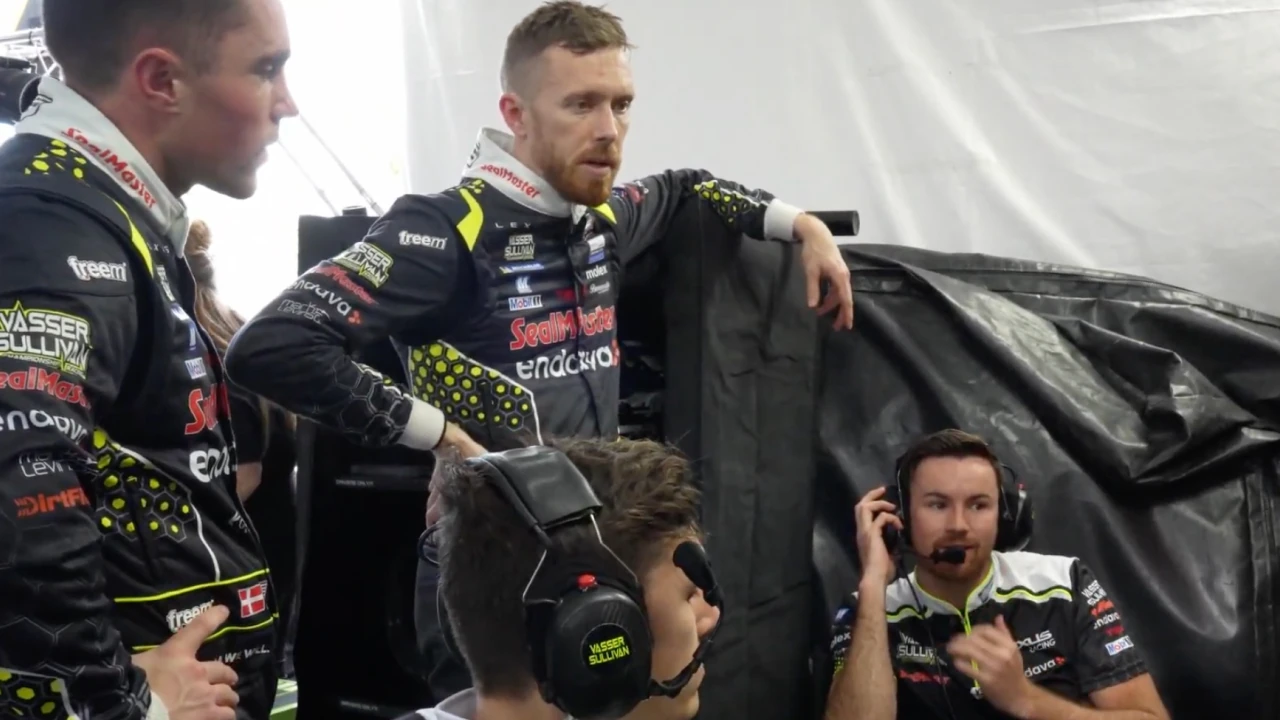 Ben Barnicoat, Jack Hawksworth and Kyle Kirkwood working together at the 2026 24 Hours of Daytona for Vasser Sullivan Lexus Racing