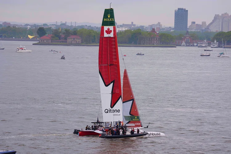 Close up of the Canadian SailGP team
