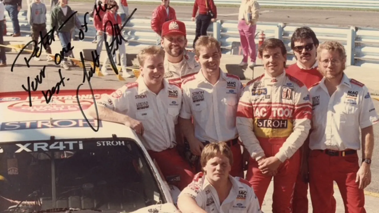 Signed image from Scott Pruett to Peter Hodgkinson