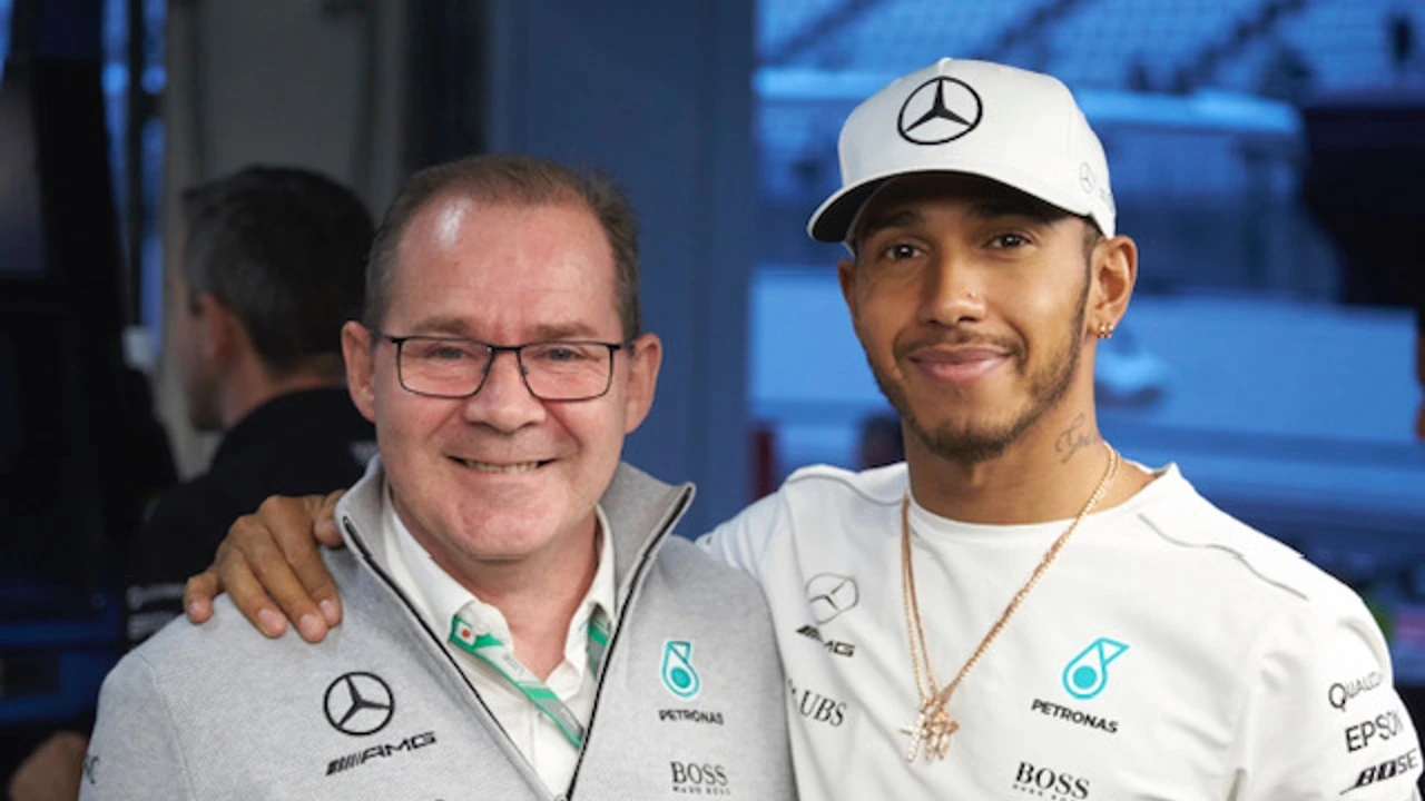 Peter Hodgkinson and Lewis Hamilton working at Mercedes AMG Petronas F1 Team together