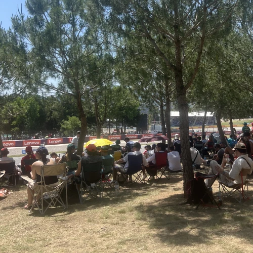 Fans gather under the shade in GA
