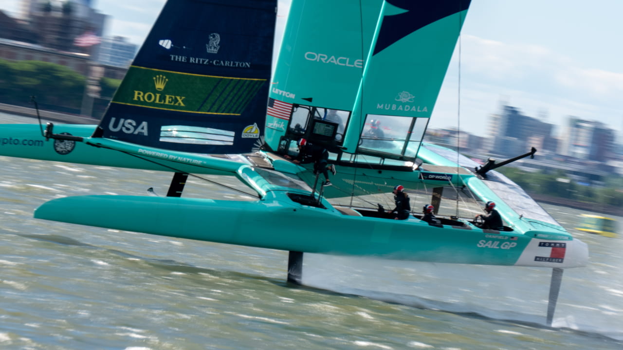 The United States SailGP Team racing by