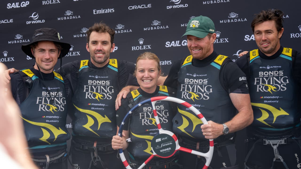 The Bonds Flying Roos after winning the New York Sail Grand Prix