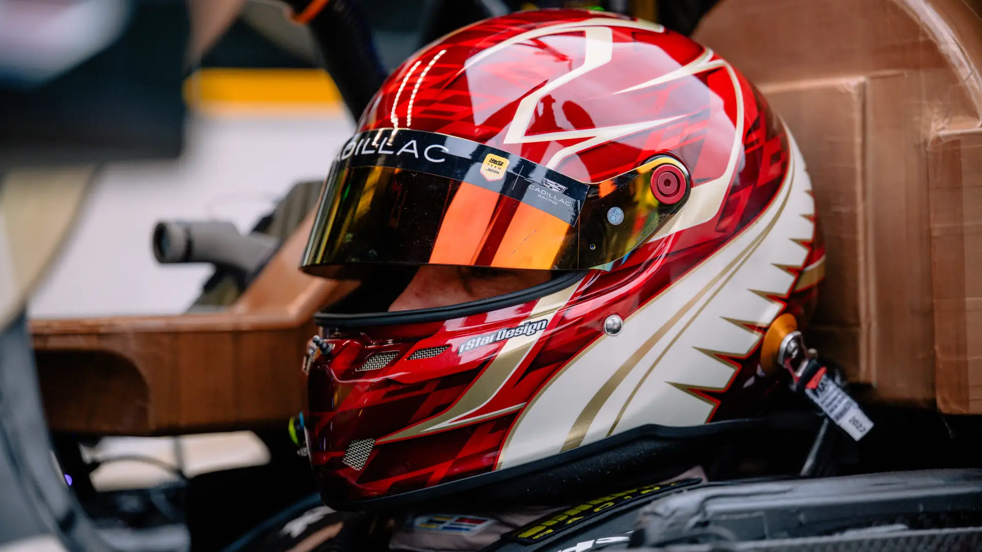 Earl Bamber with his helmet on