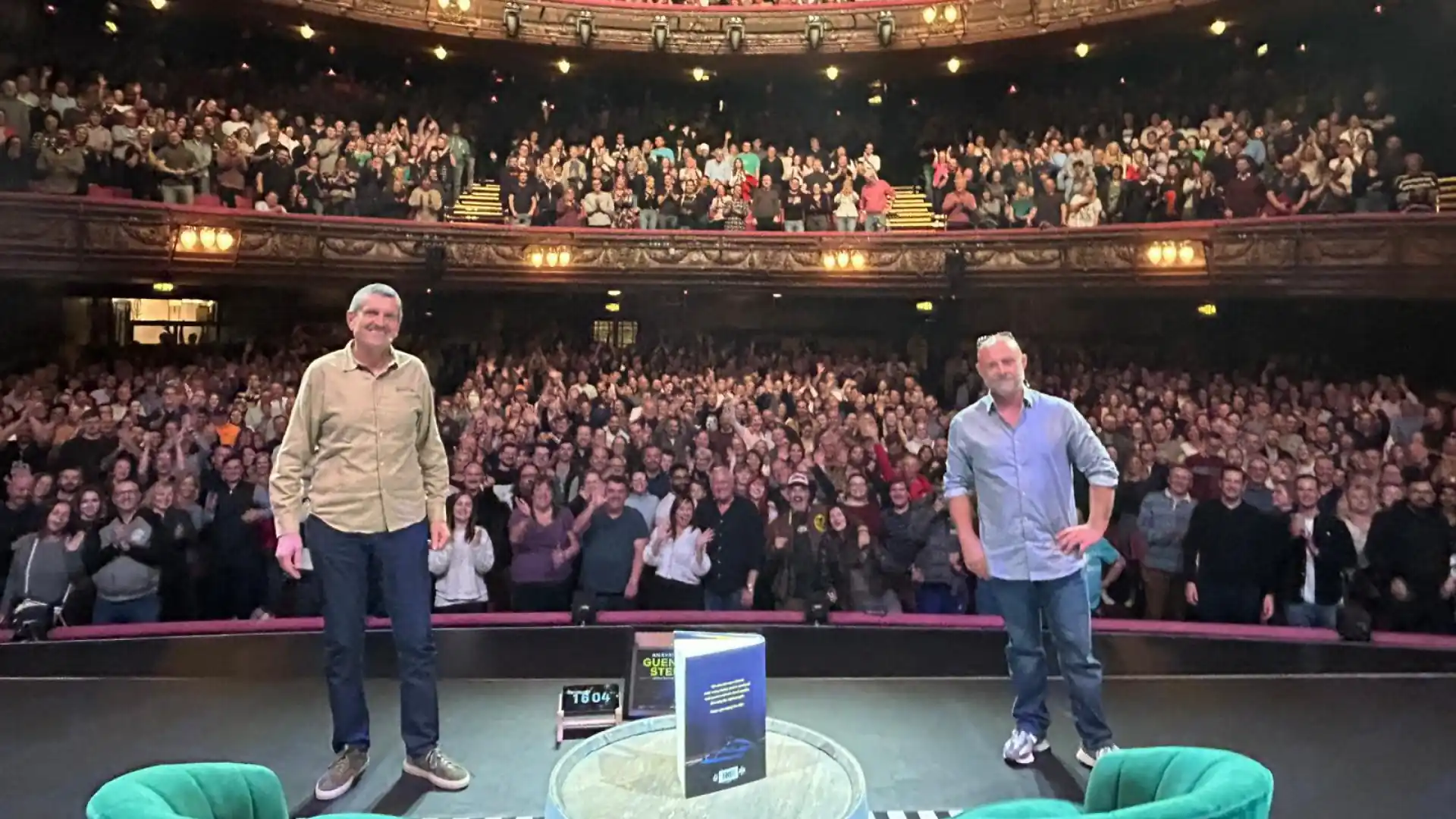 James Hogg and Guenther Steiner at a live show