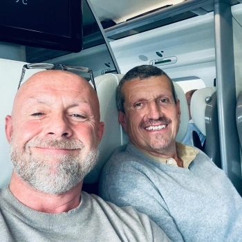 James Hogg and Guenther Steiner traveling together