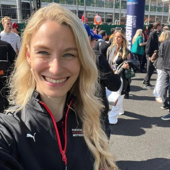 Lisa-Marie working for Porsche Penske Motorsport at a WEC race