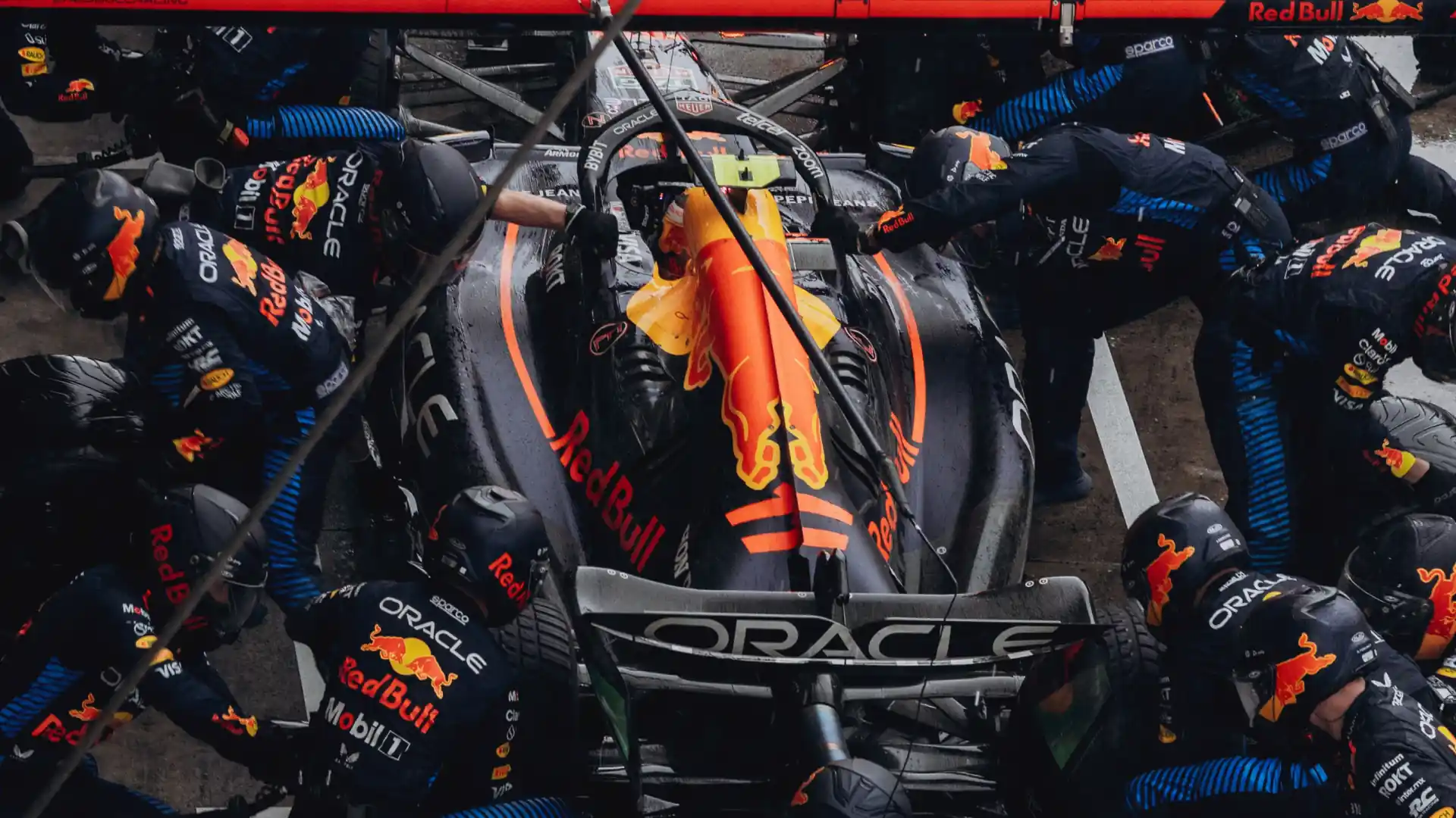 Red Bull team doing a pit stop