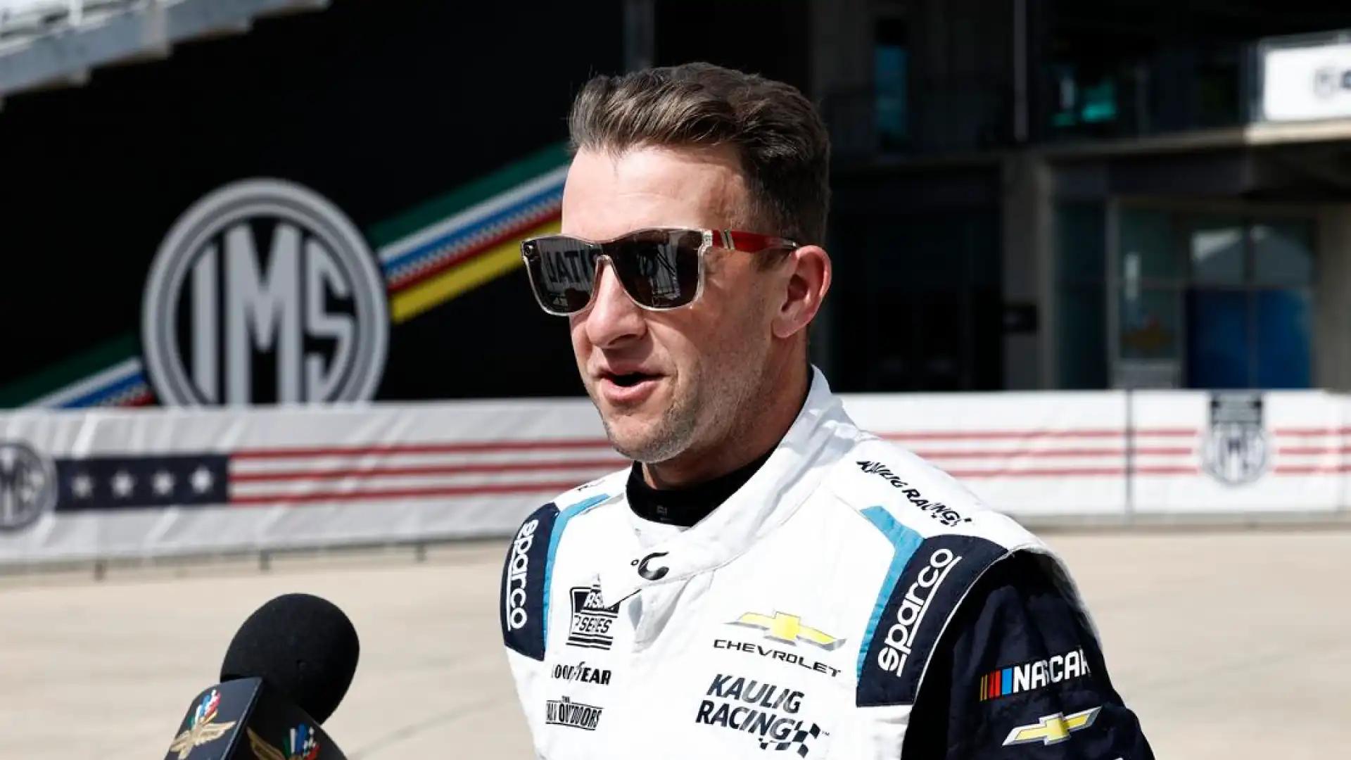 AJ Allmendinger doing press at IMS