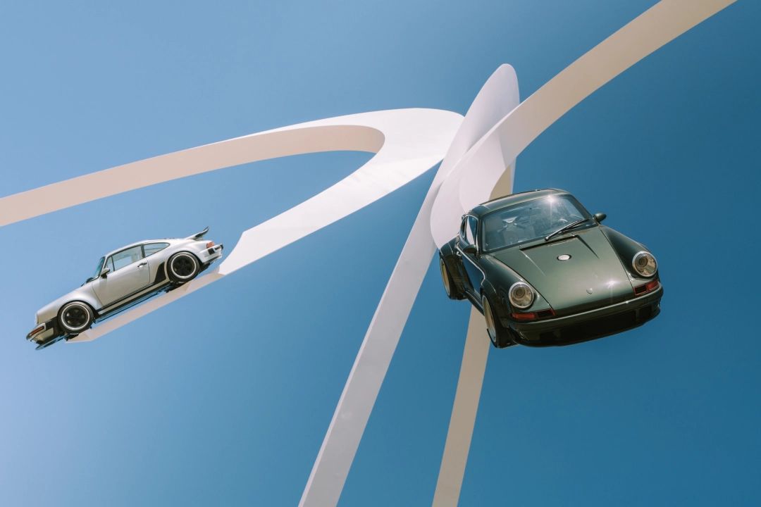 Goodwood Festival of Speed Central Feature statue featuring Singer Porsche restorations
