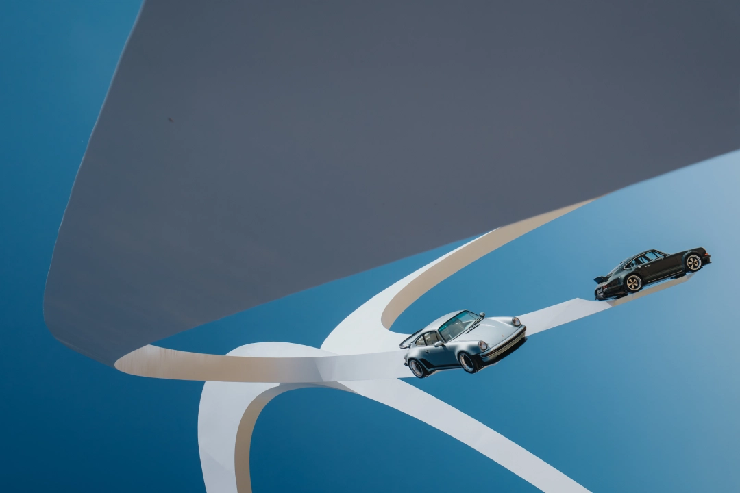 Goodwood Festival of Speed Central Feature statue featuring Singer Porsche restorations