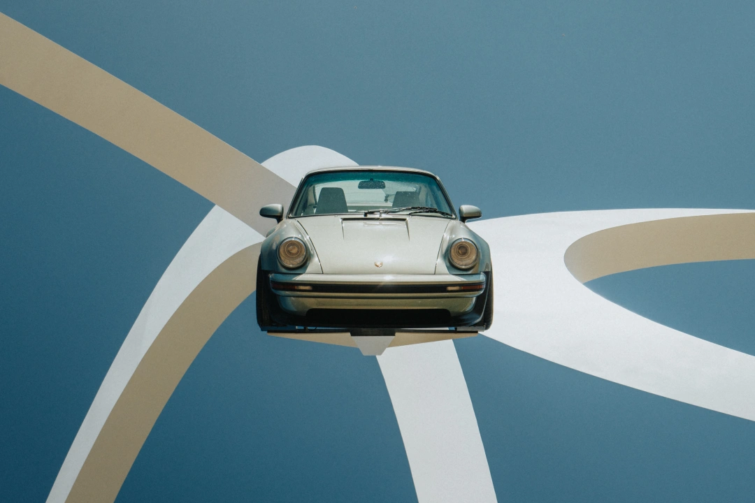 Goodwood Festival of Speed Central Feature statue featuring Singer Porsche restorations