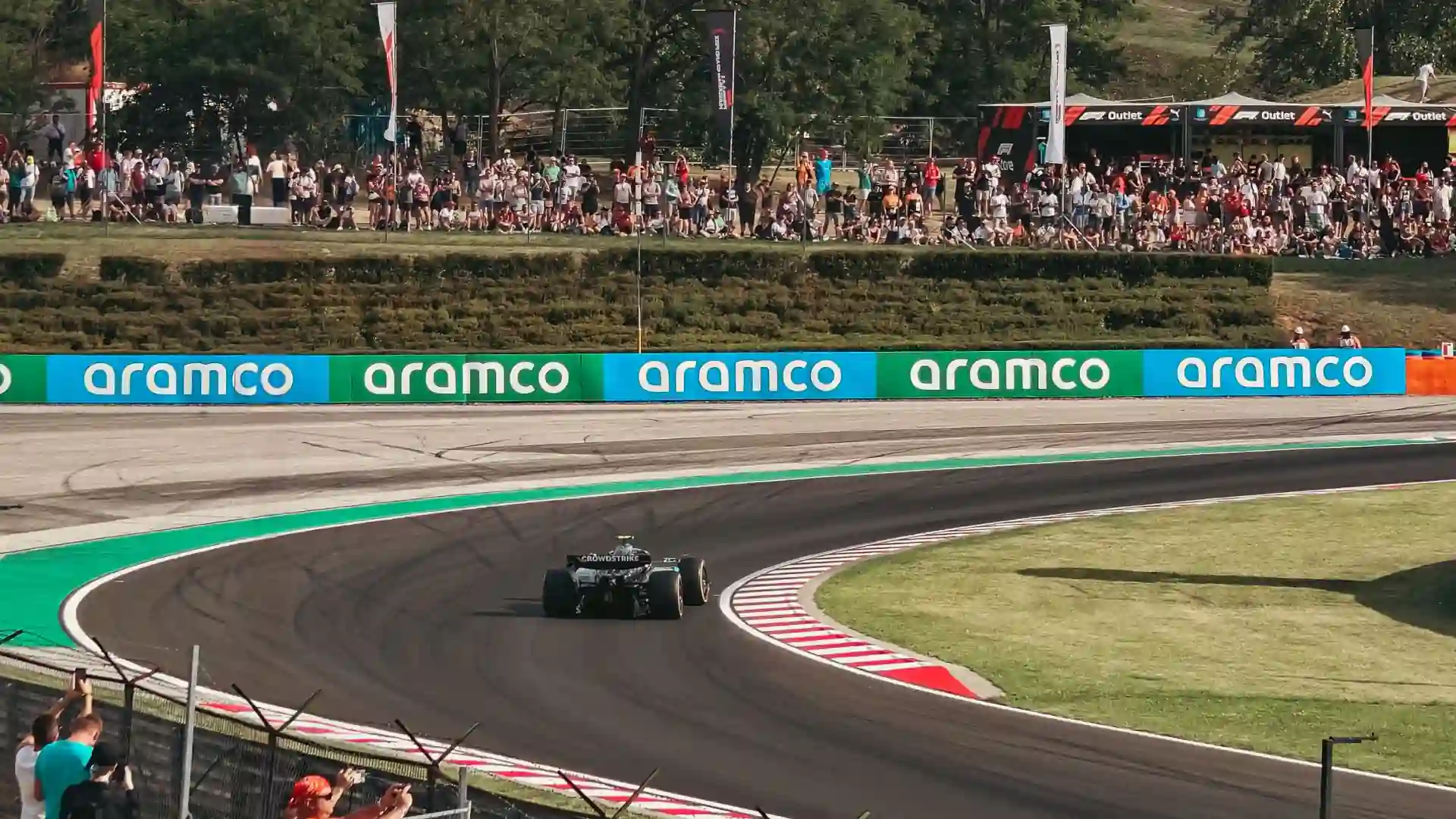 Formula 1 car driving at the Hungaroring