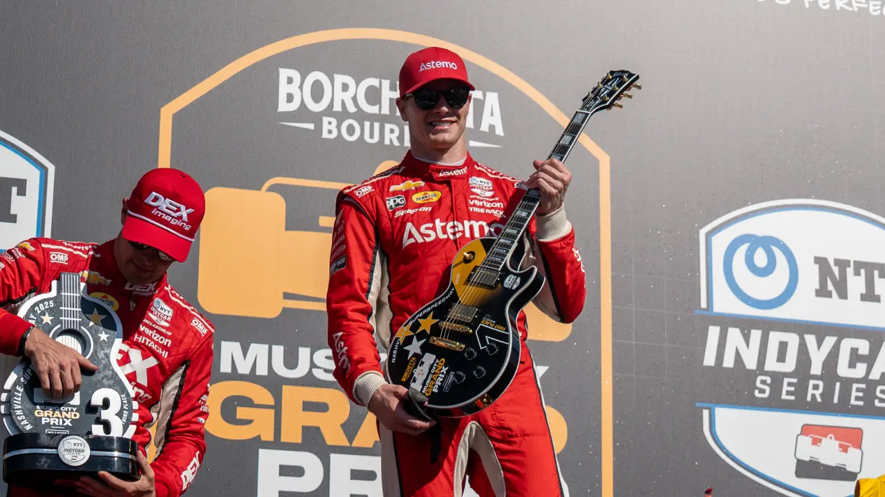 Josef Newgarden winning the 2025 Music City Grand Prix