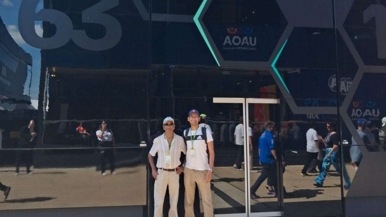 Gavin De Souza and his father in the Silverstone paddock