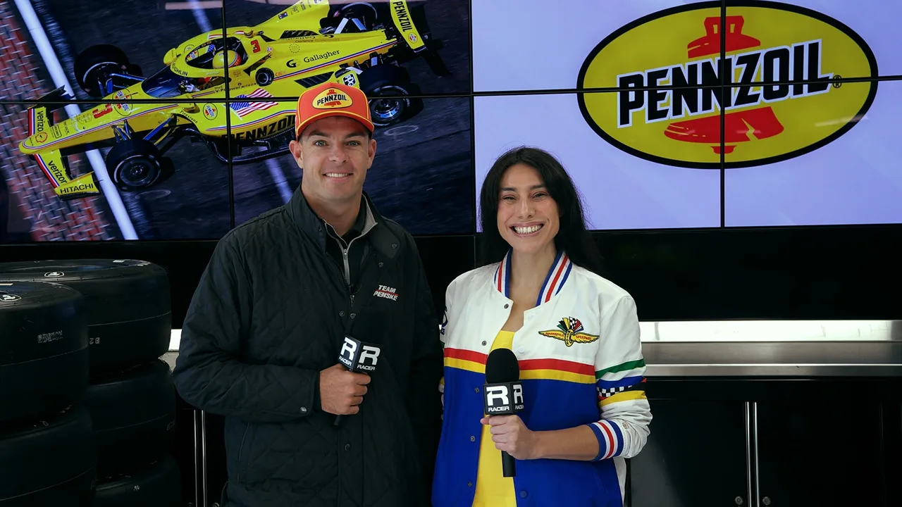 Mandy Curi interviewing IndyCar driver Scott McLaughlin