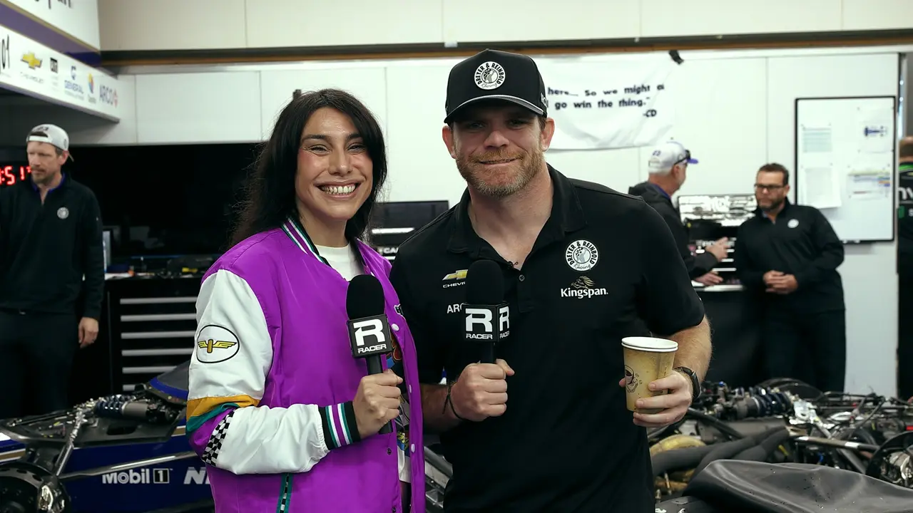 Mandy Curi interviewing Conor Daly at the 2026 Indianapolis 500