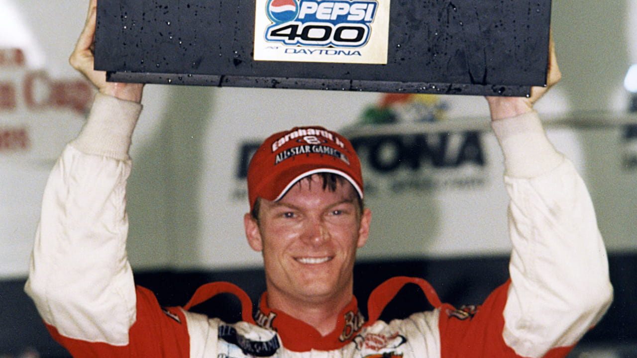 Dale Earnhardt Jr. after winning the 2001 Pepsi 400 (Source: Getty Images)