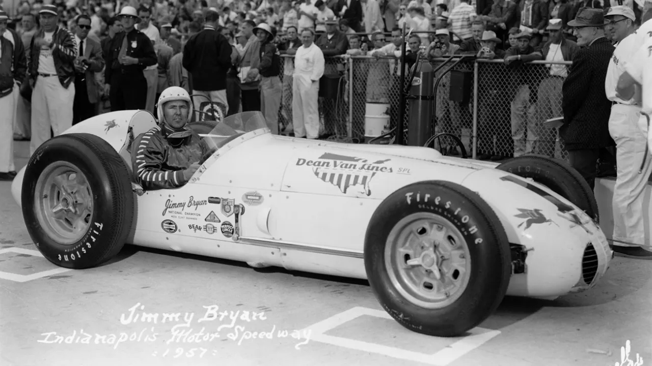 Jimmy Bryan would win the 1957 Race of Two Worlds driving his Indy 500 race car (Photo Credit: Indianapolis Motor Speedway)