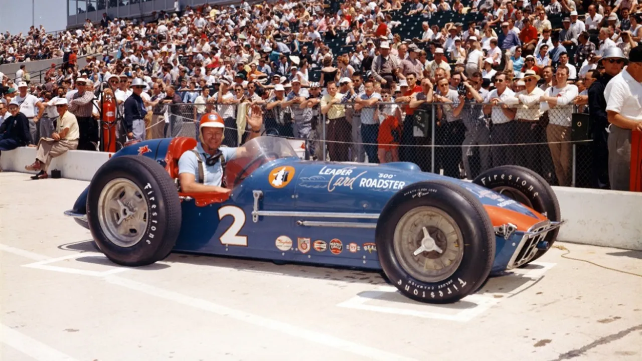 Jim Rathmann, ultimate winner of the 1958 Race of Two Worlds, poses ahead of the 1958 Indianapolis 500 (Photo Credit: Indianapolis Motor Speedway Museum)