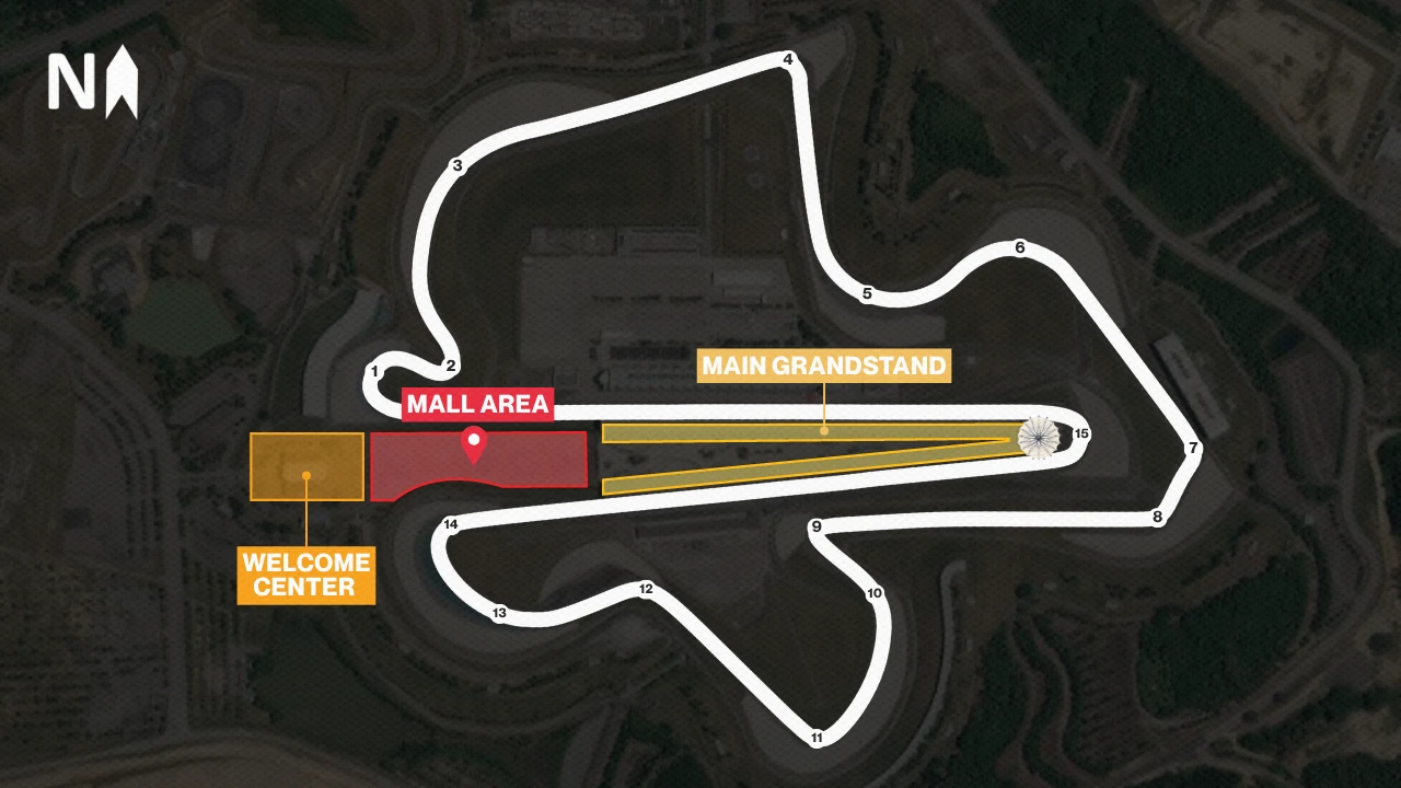 Sepang International Circuit map showing the Mall Area