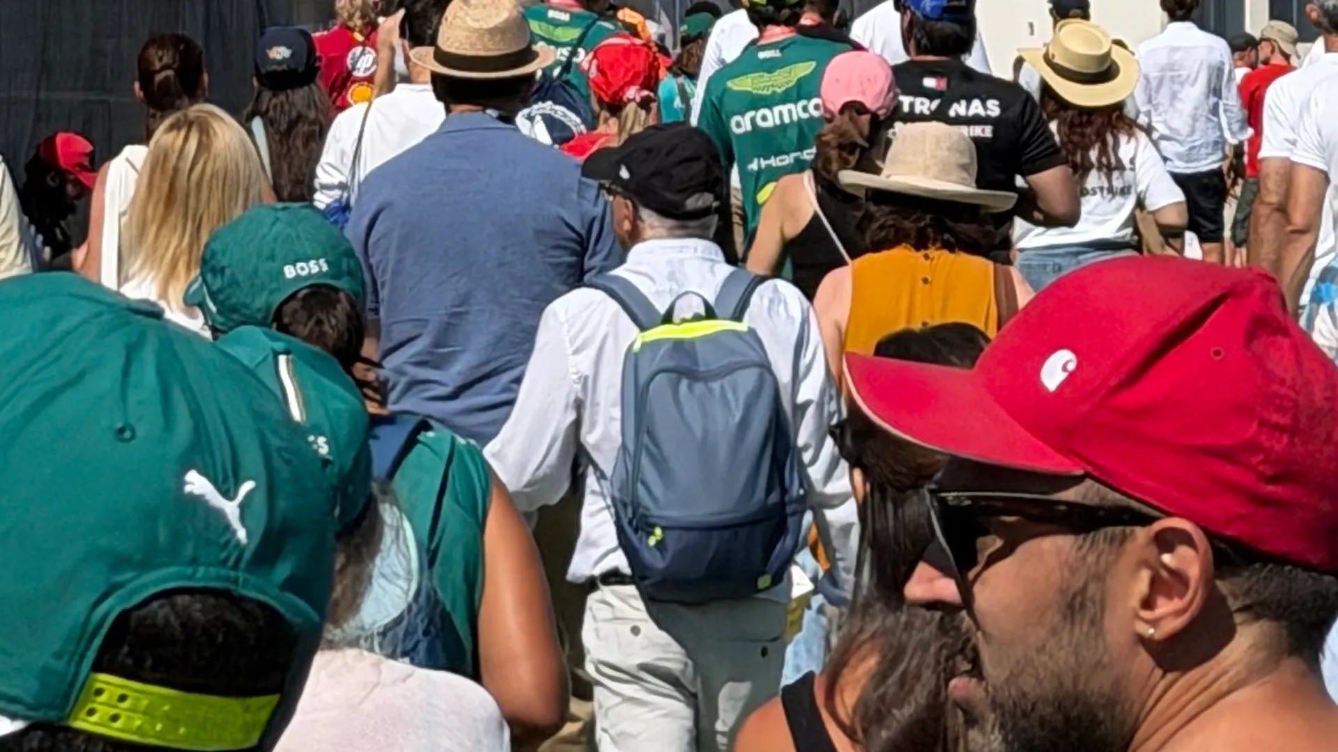 F1 fans with backpacks. (Photo: Ric Pacheco/FanAmp)