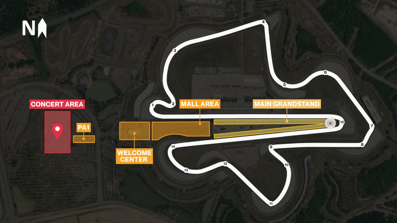 Sepang International Circuit map showing the Concert Area