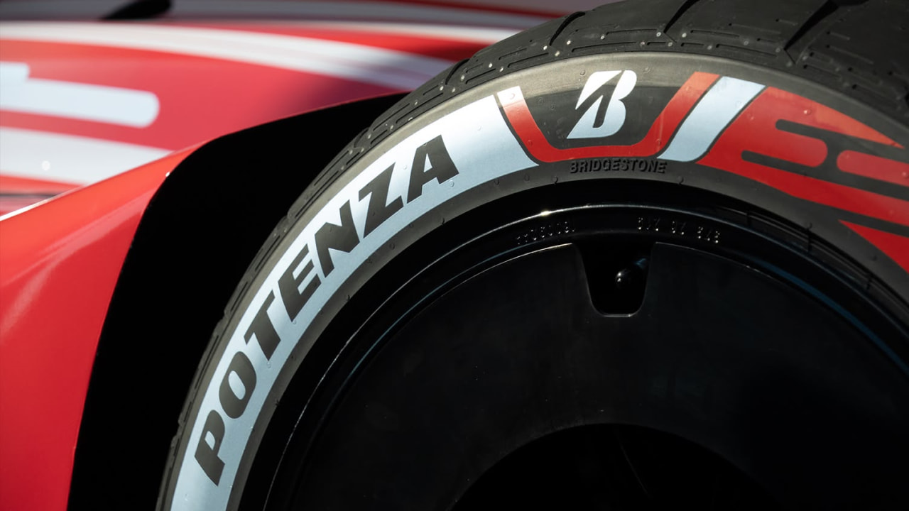 Bridgestone's Potenza Gen4 all-weather compound is identifiable thanks to the red sidewall graphics. (Photo credit: Bridgestone)