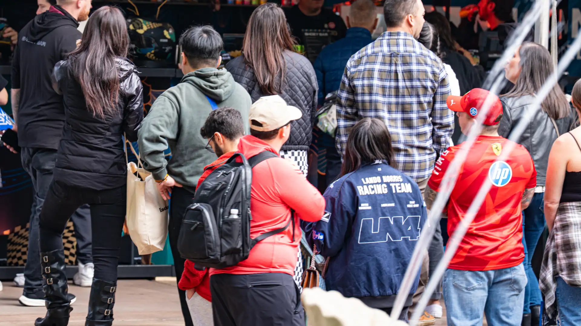 F1 fans with backpacks (Photo: Greg Kallman/FanAmp)