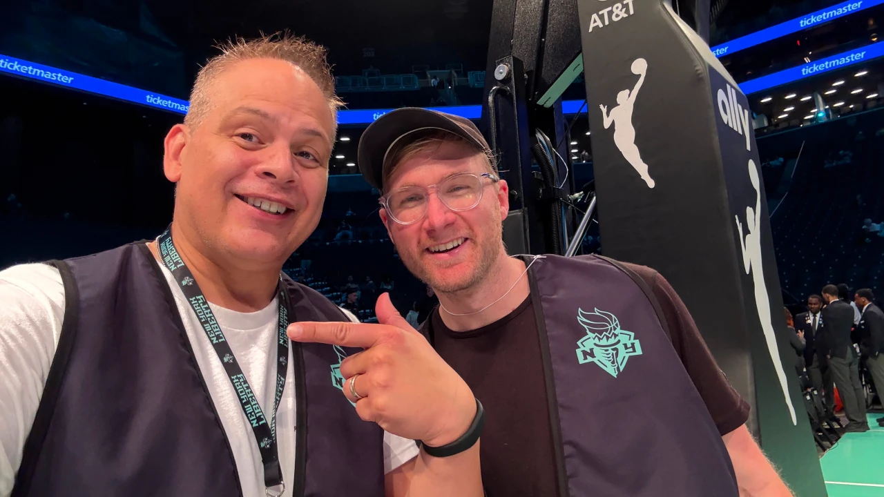 Jordan Bank courtside to photograph the New York Liberty. (Photo courtesy of Jordan Bank)