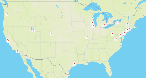 Site locations for 22 Active Sites