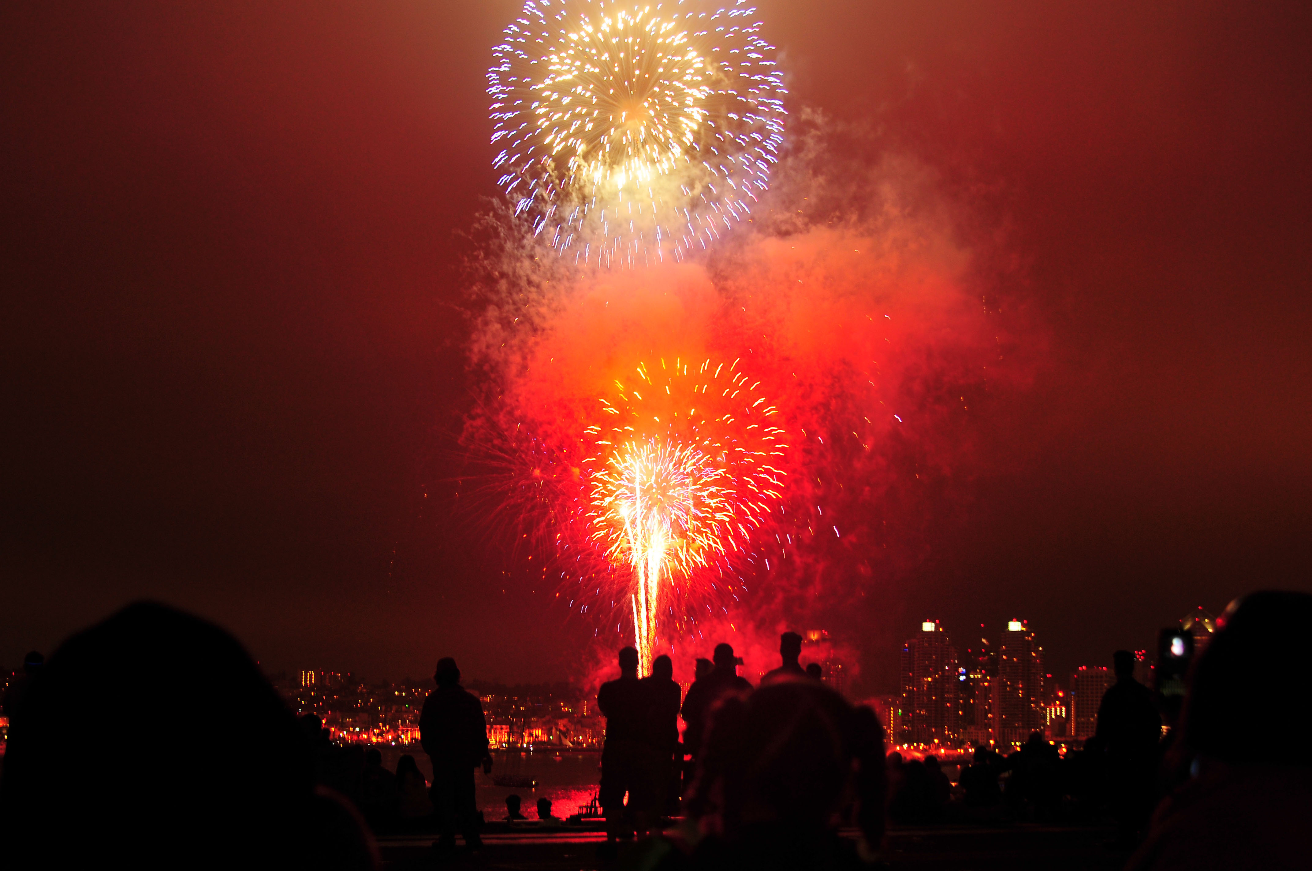 Fireworks lighting up the Coronado bay