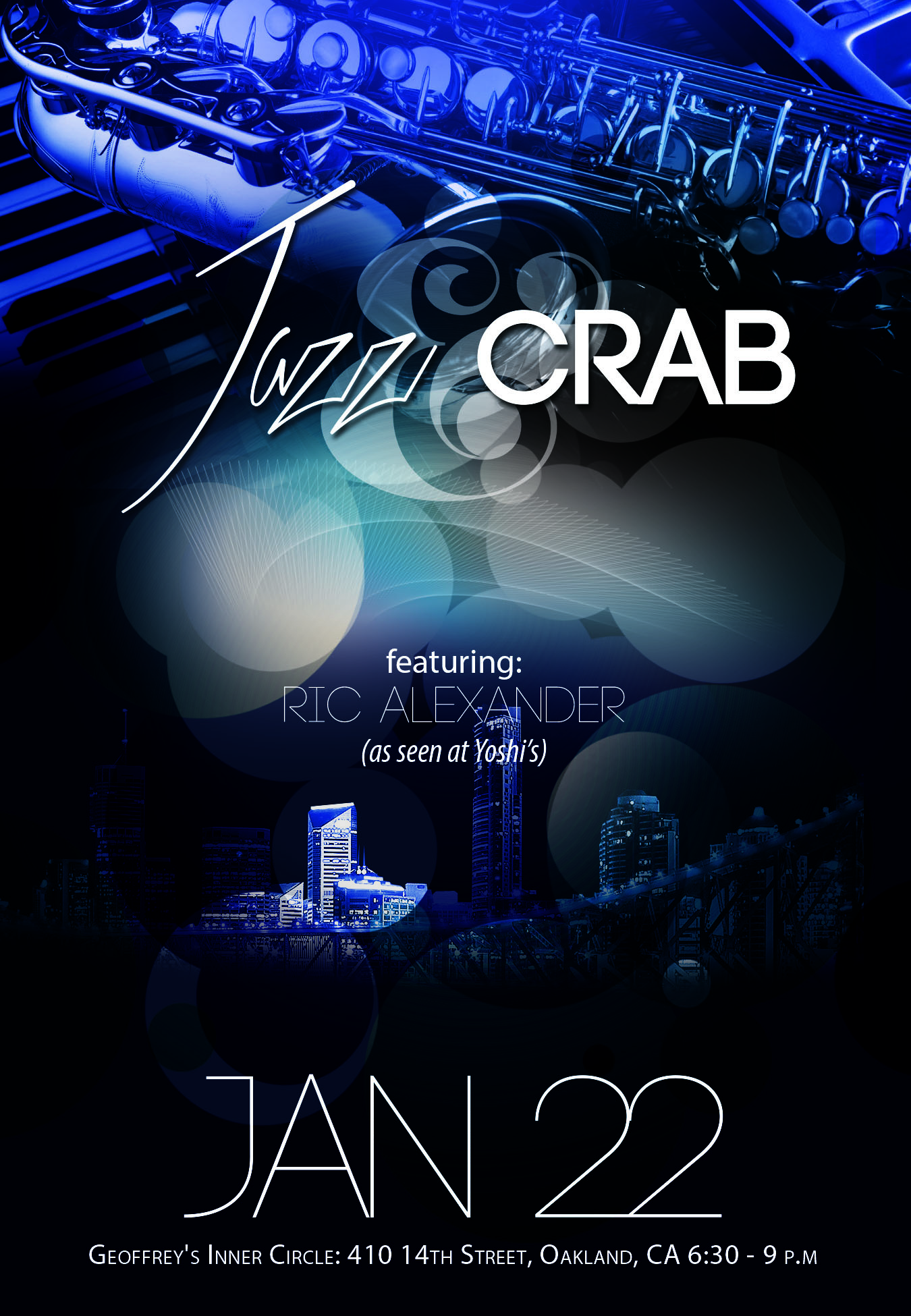 Flyer for jazz and crab event