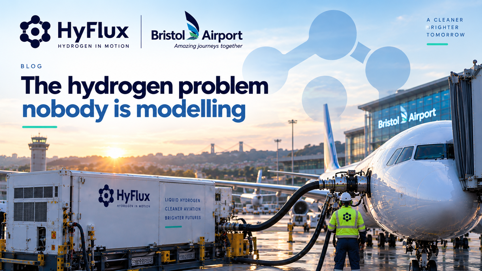Getting hydrogen to the gate is an airport problem, and it decides whether hydrogen aviation is operable. Why Bristol Airport selected HyFlux to build BRSupercool, and why our model says "we don't know" rather than invent a number.