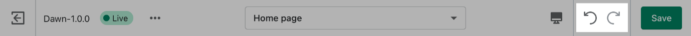 The Undo and Redo buttons in the top bar of the theme editor.