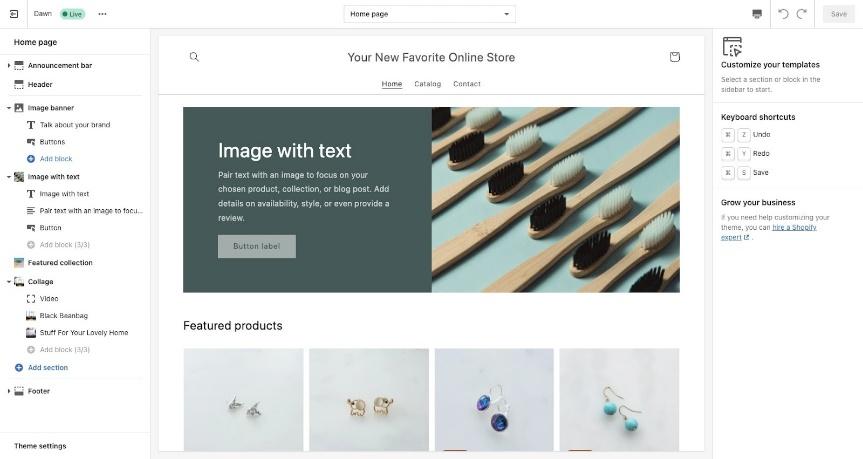 shopify theme editor