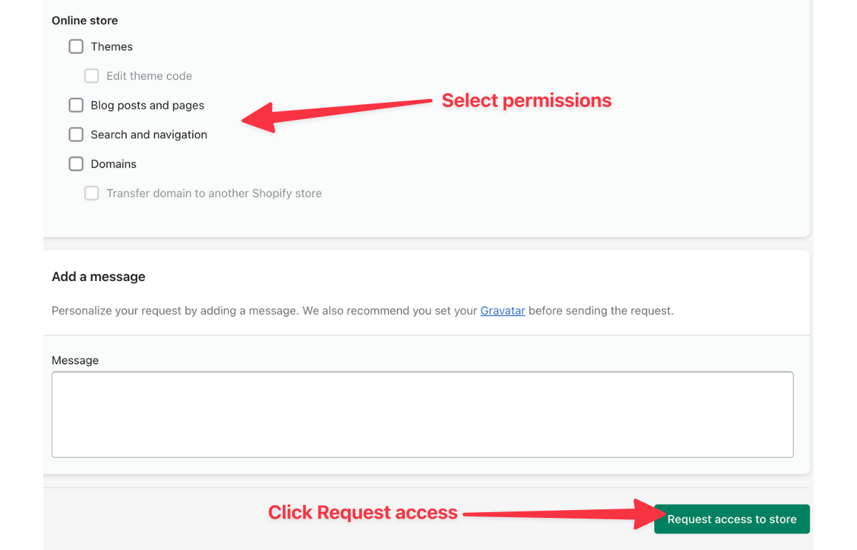 Request Shopify collaborator access