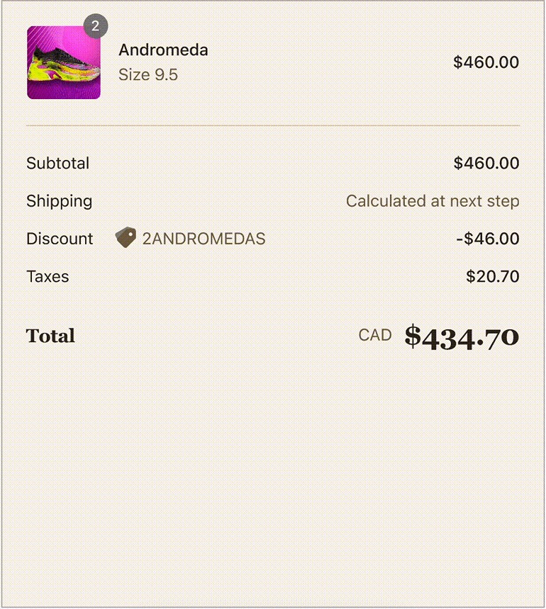 Mockup of a customized checkout showing additional discounts the more items the customer buys