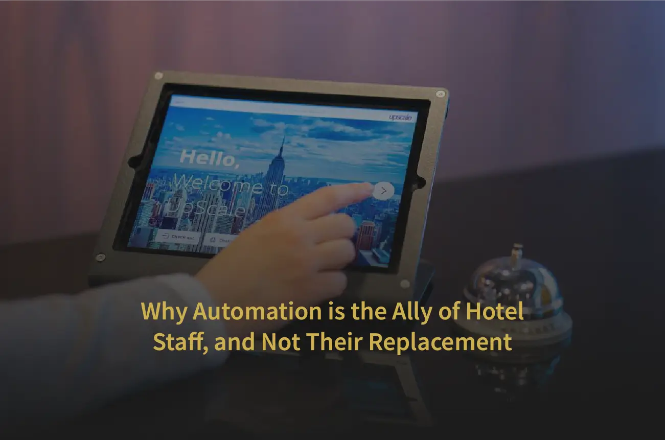 hotel reception background with an article title across the image