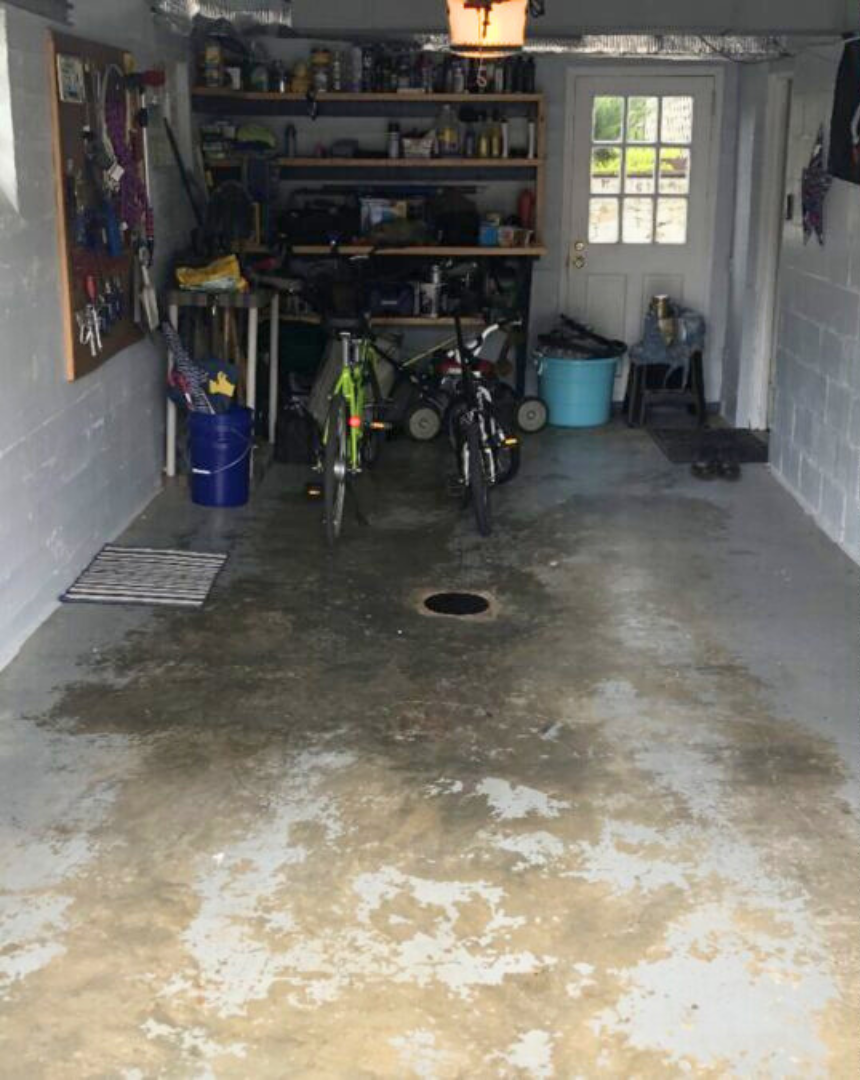 1-car garage before floor coating