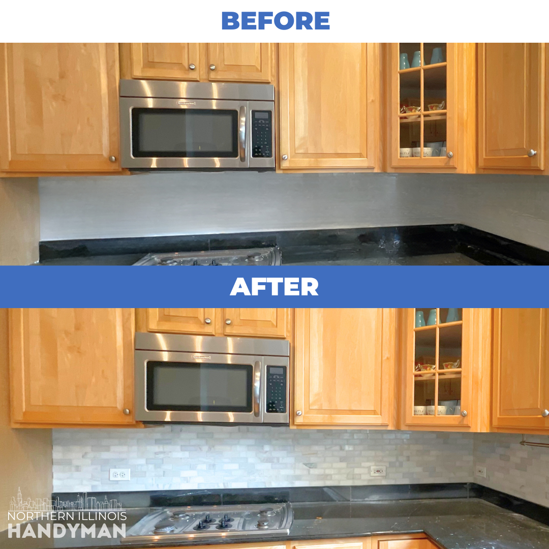 New kitchen tile backsplash installation