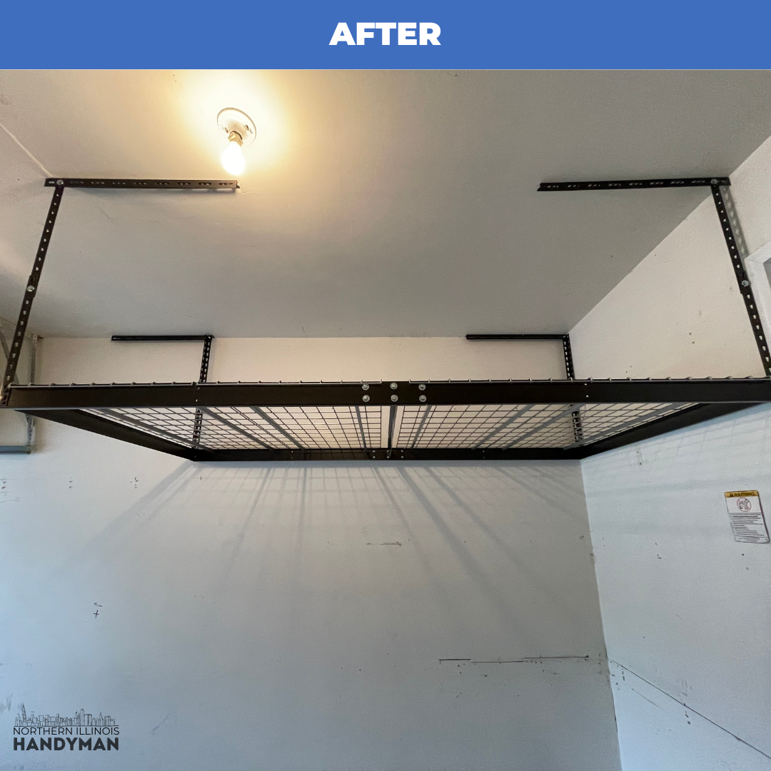 Wall-mounted garage storage rack installation