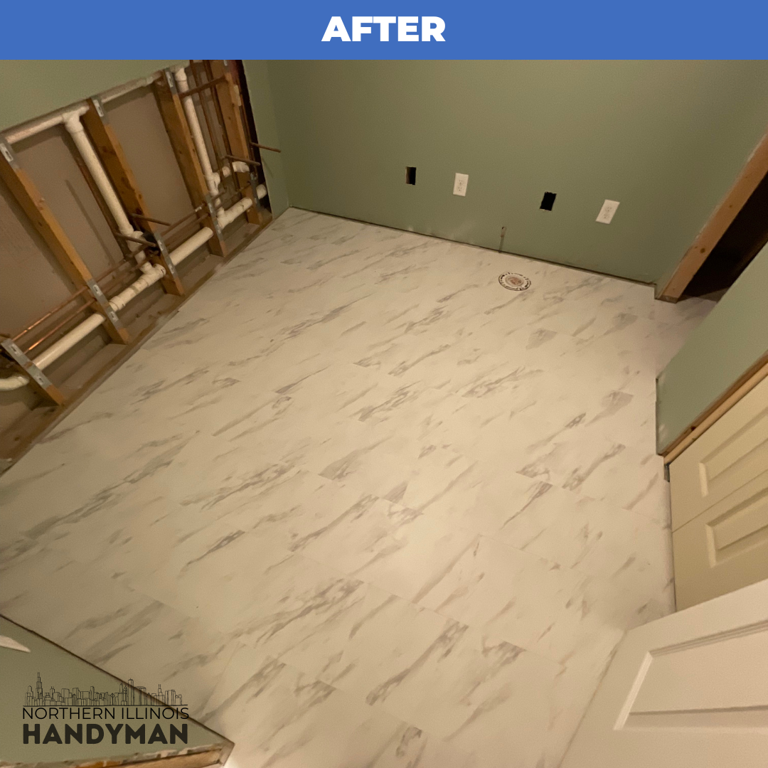 New bathroom flooring installation